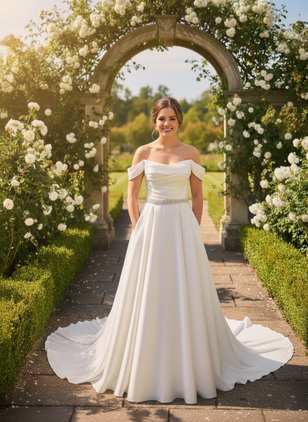 Klasszikus A-vonalú szabású menyasszonyi ruha