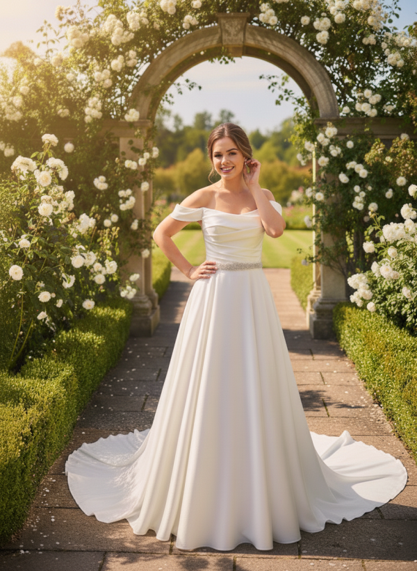 Klasszikus A-vonalú szabású menyasszonyi ruha