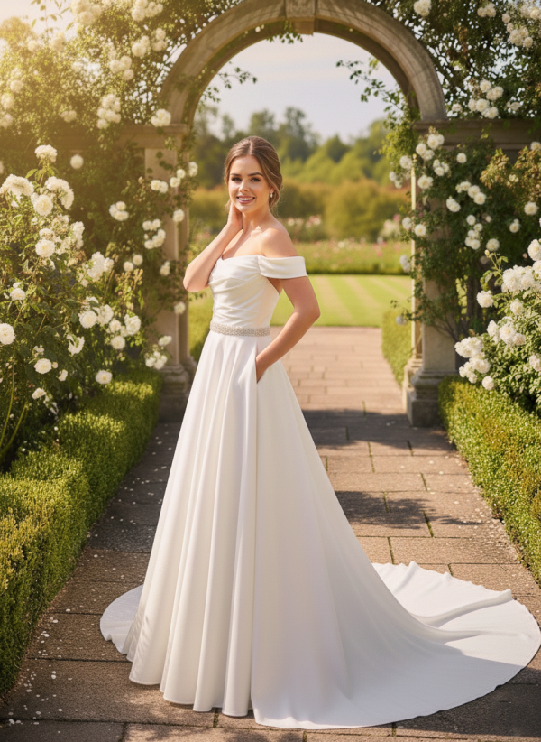 Klasszikus A-vonalú szabású menyasszonyi ruha