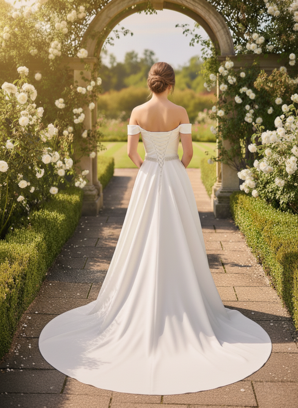 Klasszikus A-vonalú szabású menyasszonyi ruha