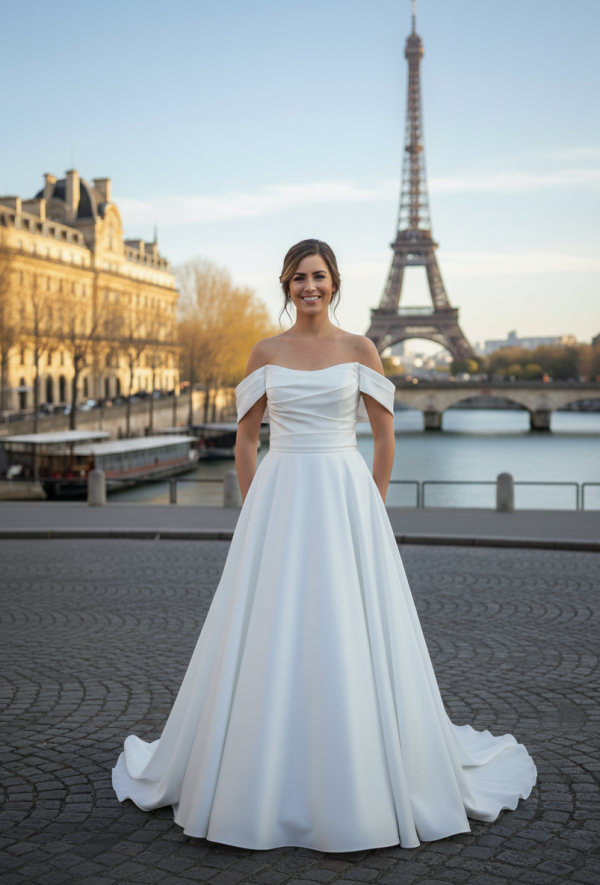 hercegnős A-vonalú esküvői ruha