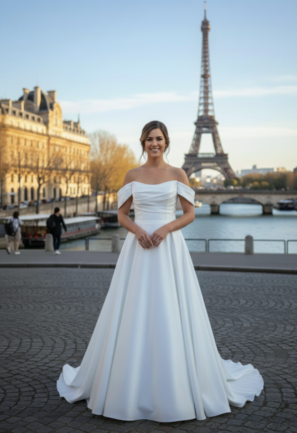 hercegnős A-vonalú esküvői ruha