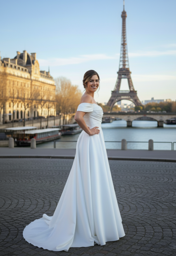 hercegnős A-vonalú esküvői ruha