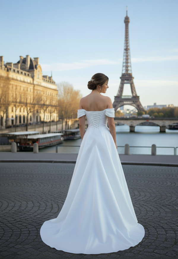 hercegnős A-vonalú esküvői ruha