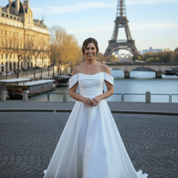 hercegnős A-vonalú esküvői ruha