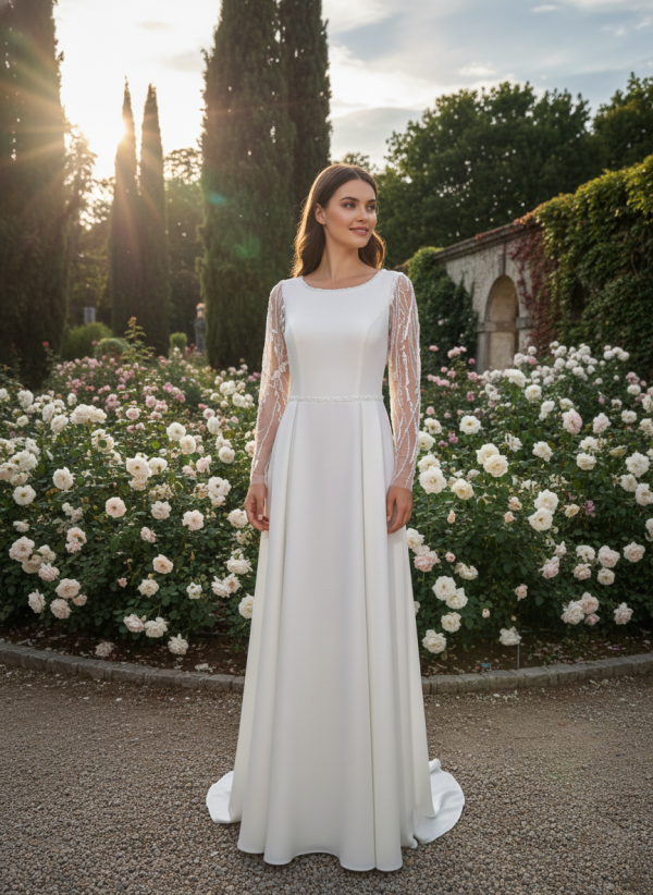 Klasszikusan elegáns menyasszonyi ruha 