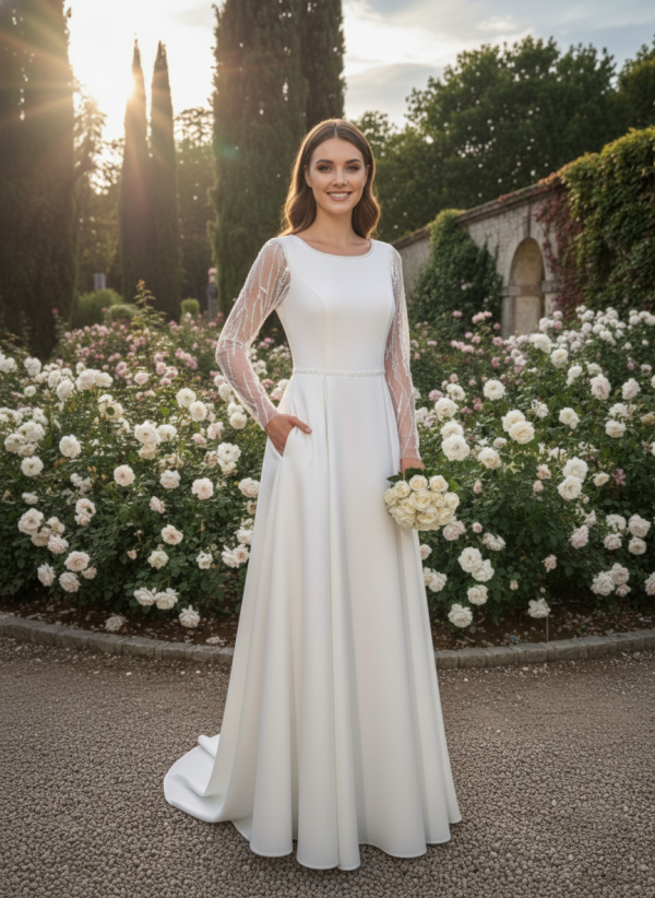 Klasszikusan elegáns menyasszonyi ruha 