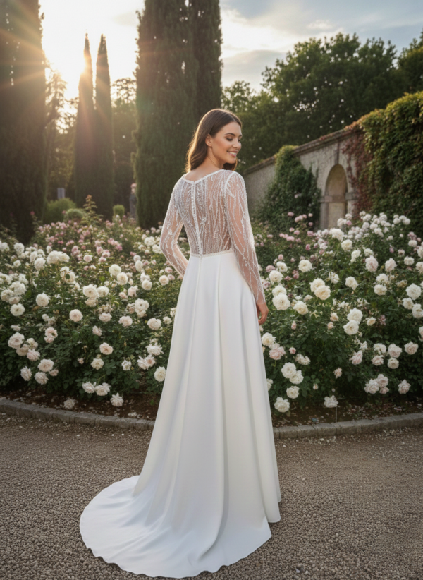 Klasszikusan elegáns menyasszonyi ruha 