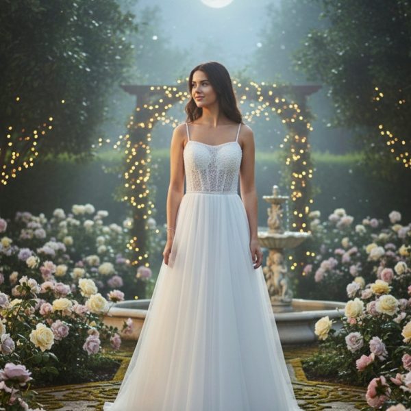 Romantikus és elegáns A-vonalú menyasszonyi ruha