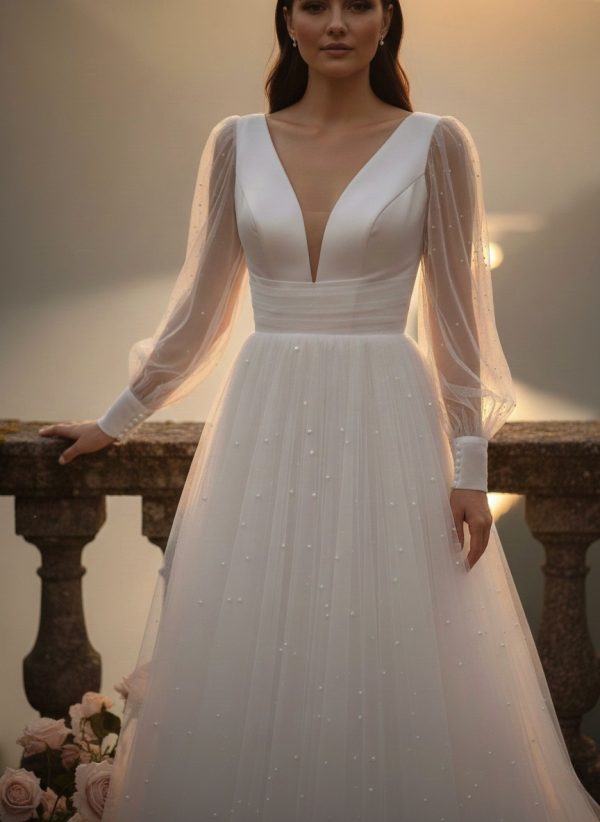 Modern és romantikus menyasszonyi ruha 