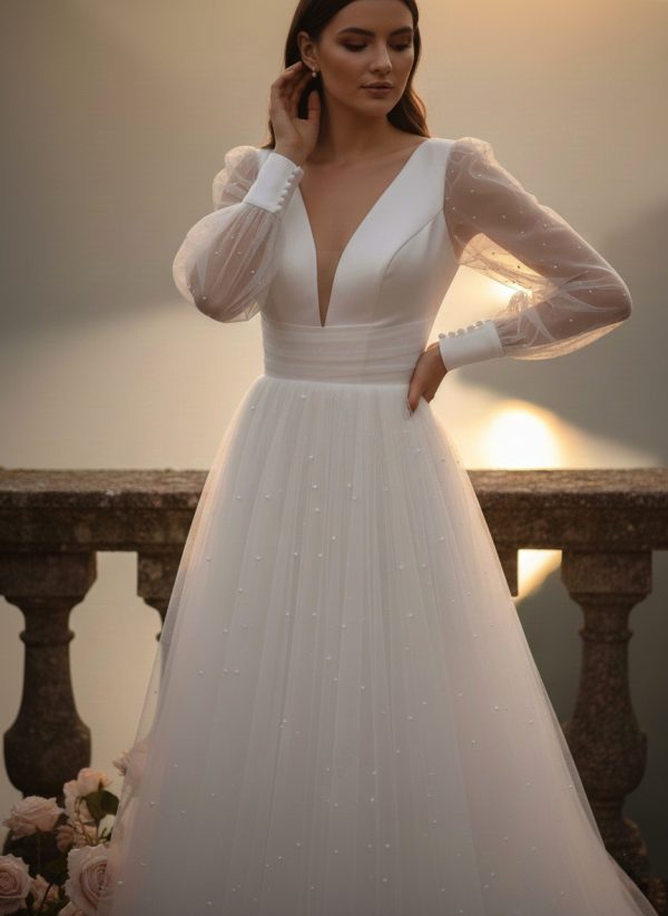 Modern és romantikus menyasszonyi ruha 