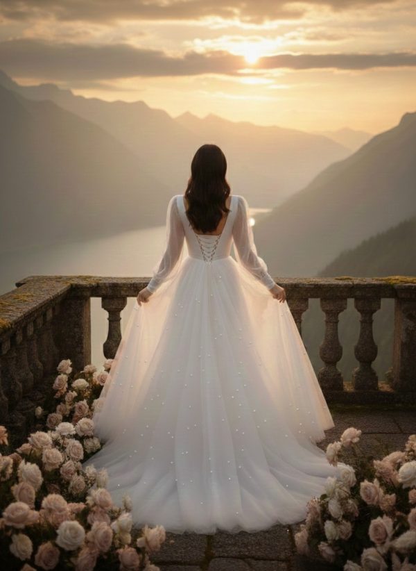 Modern és romantikus menyasszonyi ruha 