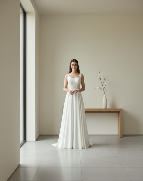 Elegáns és letisztult esküvői ruha