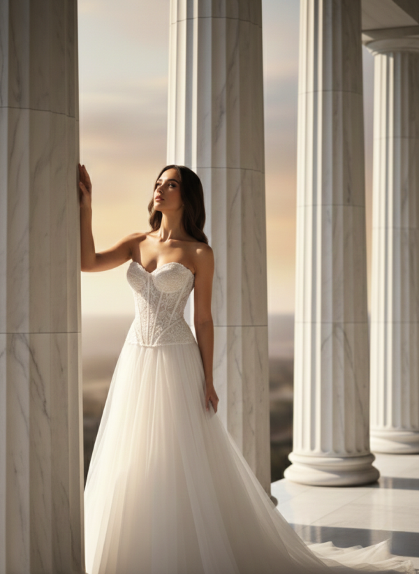 Két részes csillámló tüllös esküvői ruha