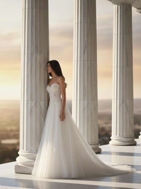 Két részes csillámló tüllös esküvői ruha