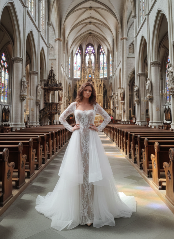 2 részes pamutcsipke menyasszonyi ruha