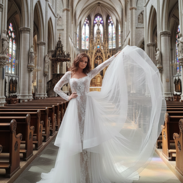 2 részes pamutcsipke menyasszonyi ruha