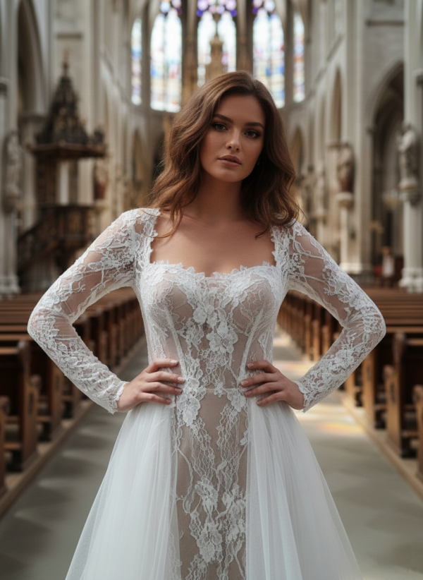 2 részes pamutcsipke menyasszonyi ruha