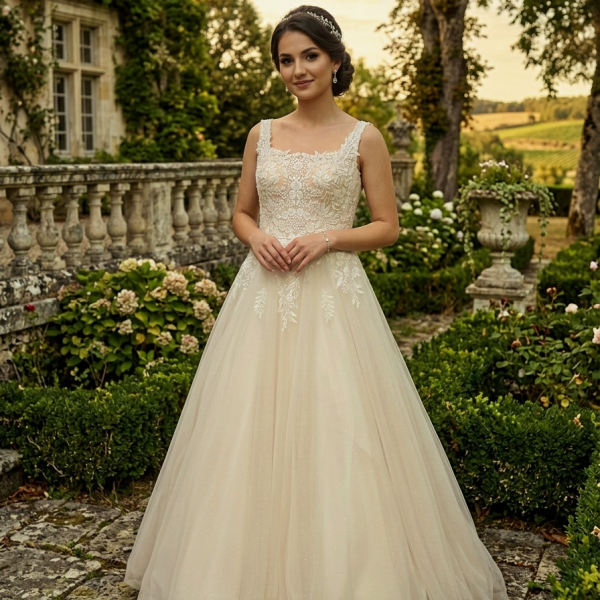 Klasszikus hercegnős fazonú menyasszonyi ruha