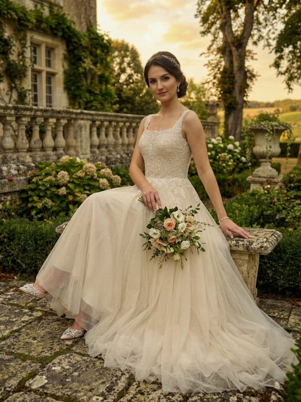 Klasszikus hercegnős fazonú menyasszonyi ruha