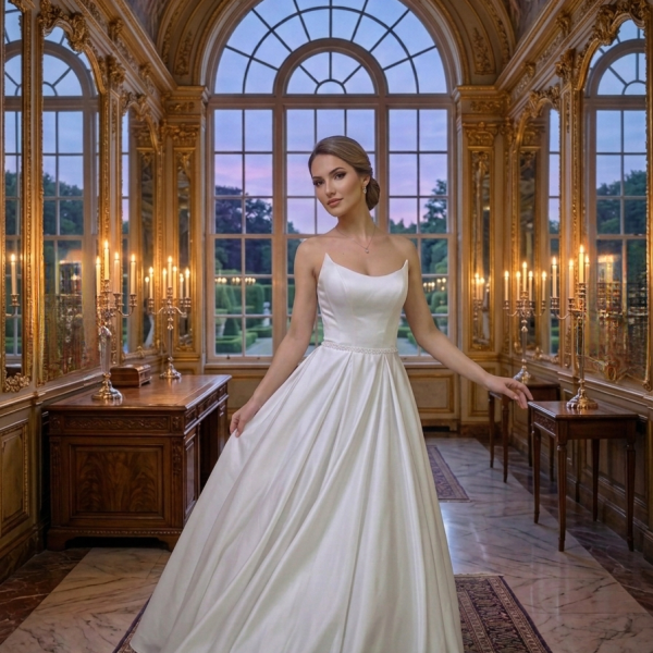 Pánt nélküli szatén esküvői ruha