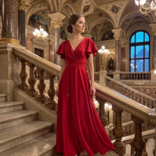 Elegáns piros menyecske ruha
