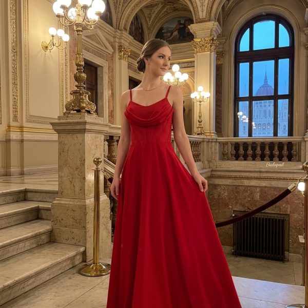 Elegáns piros menyecske ruha